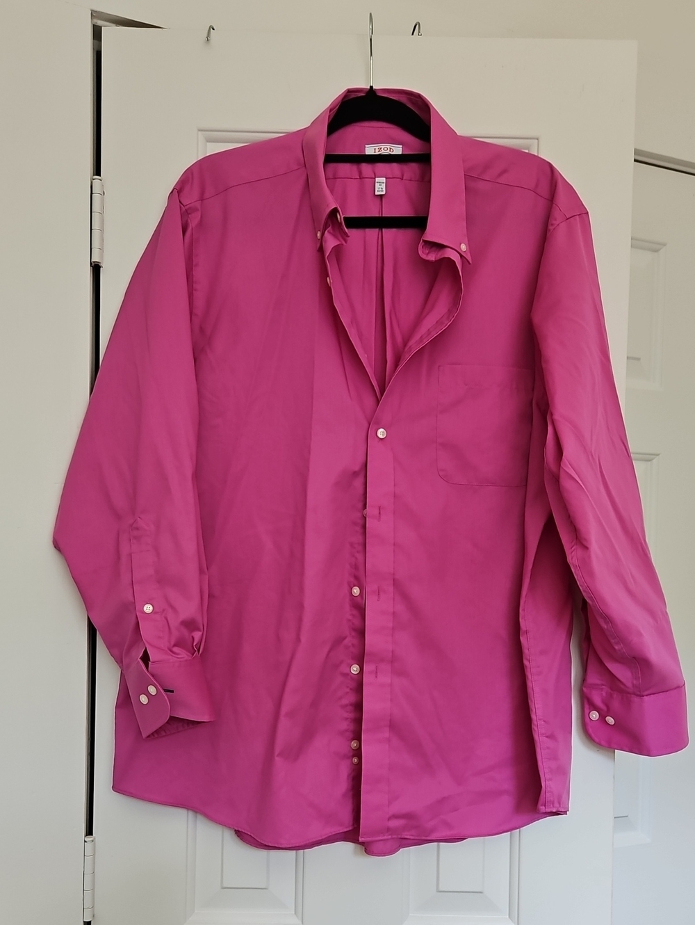 Izod Men's Button-Down Dress Shirt — Bright Magenta
